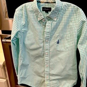 Johnnie-O green and white button-down boys shirt size 10